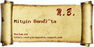 Mityin Benáta névjegykártya